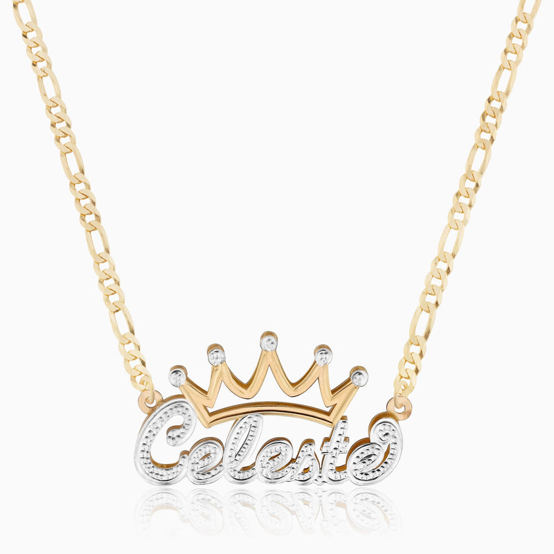 Double Plated Crown Name Necklace