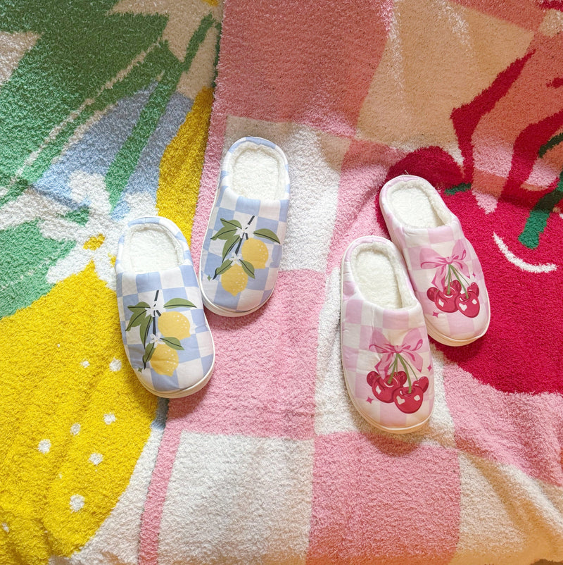 Cherry Bow Check Blanket – Soft & Sweet Throw