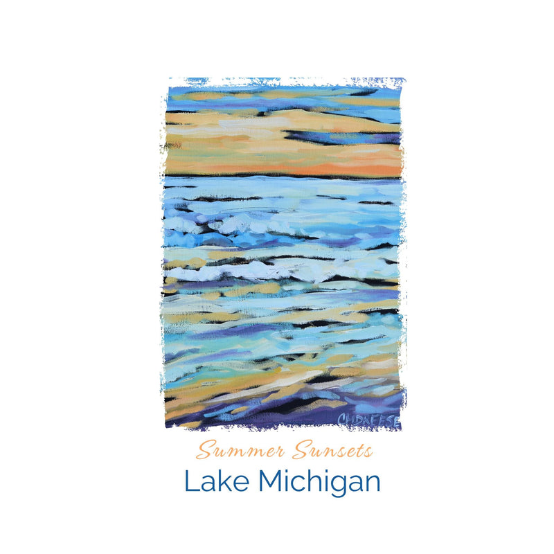 Dish Towel - "Summer Sunsets - Lake Michigan Kitchen Towel"