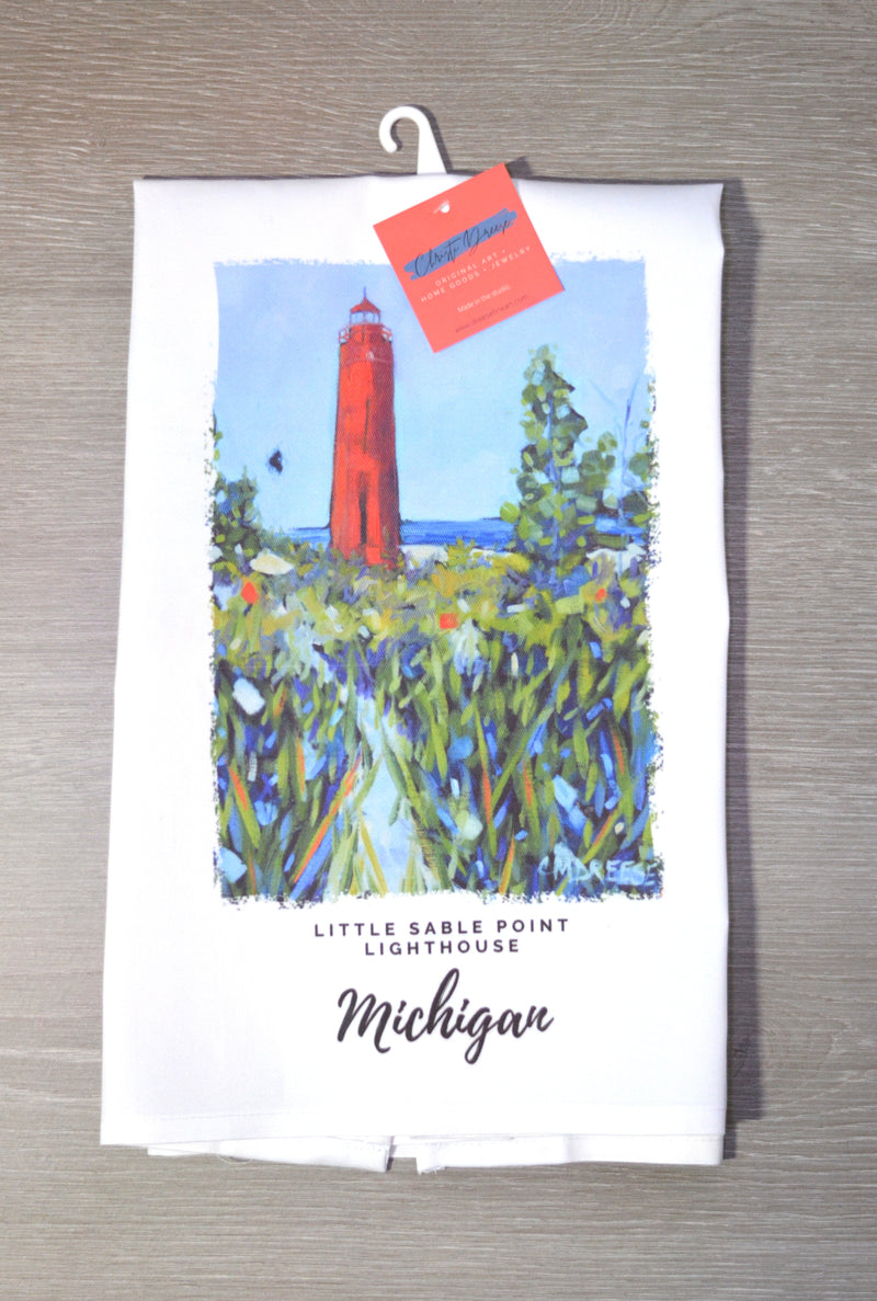 Dish Towel - "Little Sable Point Lighthouse Mears Michigan Kitchen Towel"
