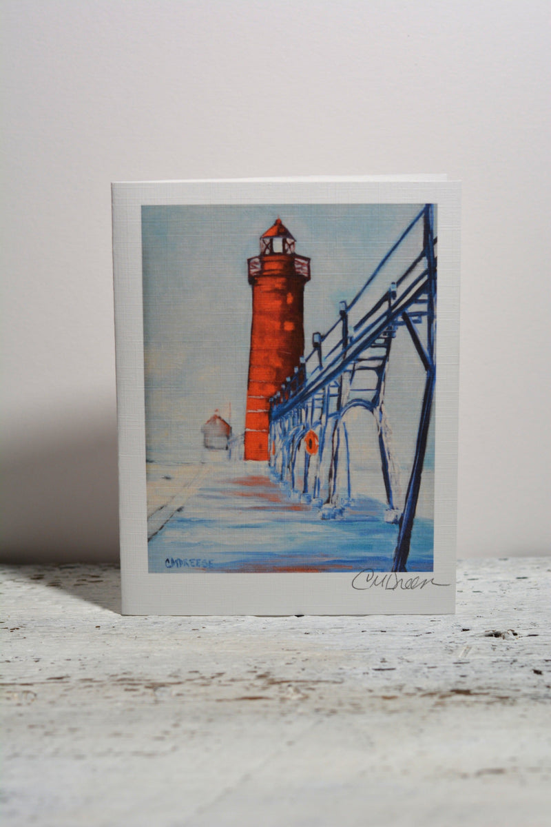 Notecard - The Magic of Winter Grand Haven Lighthouse