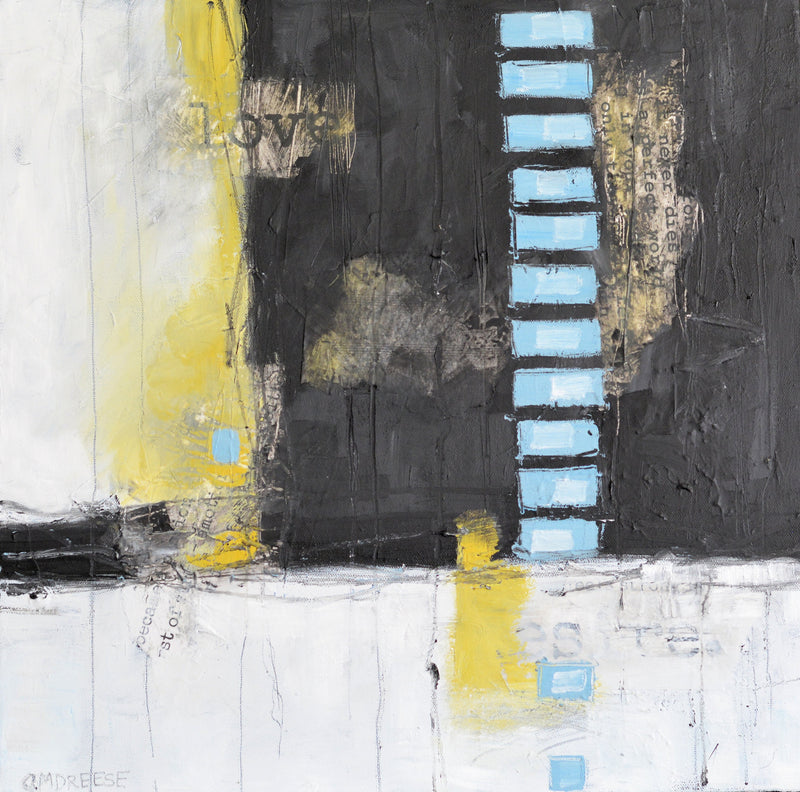 "Object IV" Mixed Media: Oil, Cold Wax and Collage on Canvas.