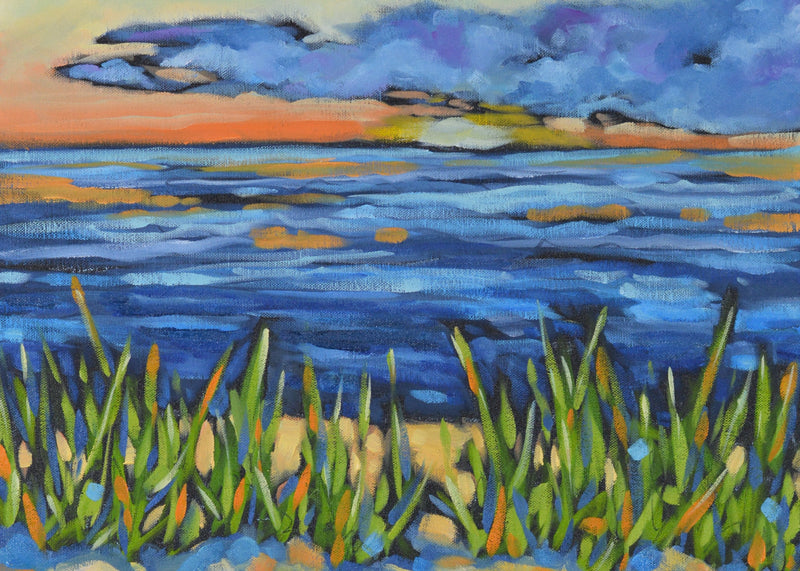 "Reset at Sunset" Sunset Beach Print on Paper, Wood Panel - Wall Art Home Decor