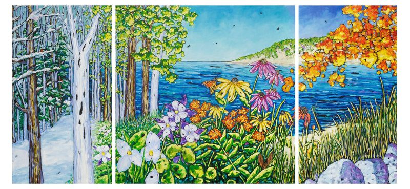 "Simple Pleasures" Four Seasons Original Oil Painting on Canvas, Artist Christi Dreese