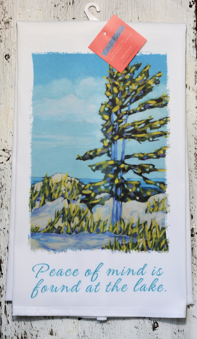 Dish Towel - "Peace of Mind is Found at the Lake"