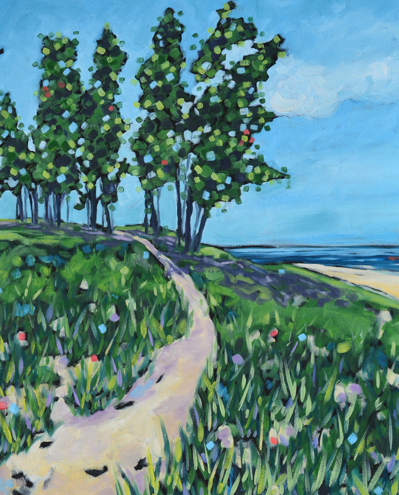 Trails Along the Shoreline Print on Paper, Wood Panel