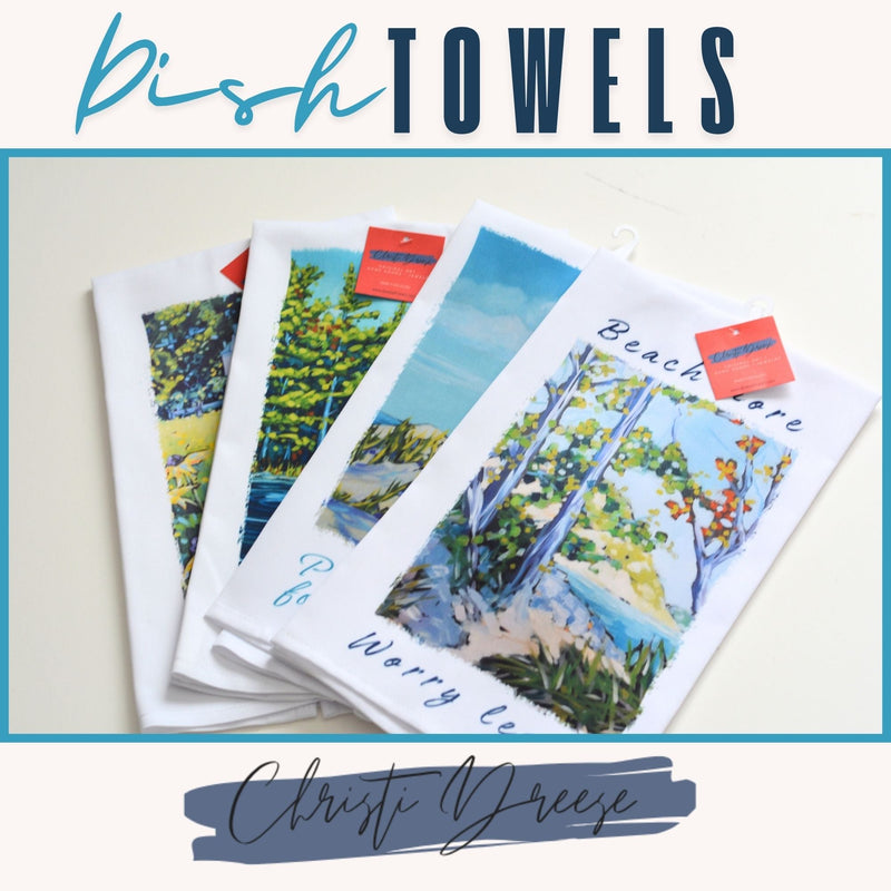 Dish Towel - "Round Island Lighthouse- Mackinac Island Kitchen Towel"