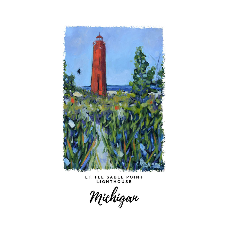 Dish Towel - "Little Sable Point Lighthouse Mears Michigan Kitchen Towel"