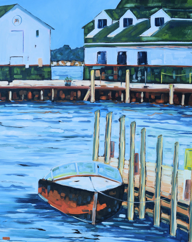 "Dock Stories at Mackinac Island" Glass Art Print
