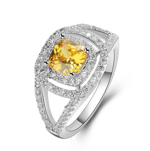 Citrine Ring with Crystal Accent Stones
