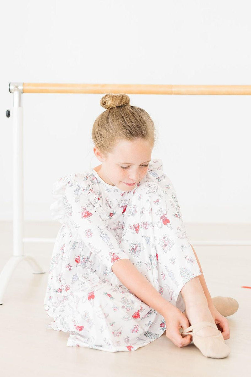 Clara's Christmas 3/4 Sleeve Ruffle Twirl Dress