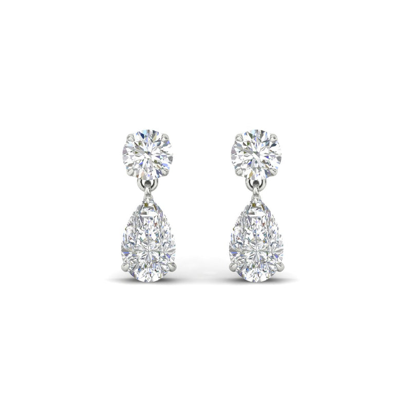 Round And Pear Drop Stud Earrings