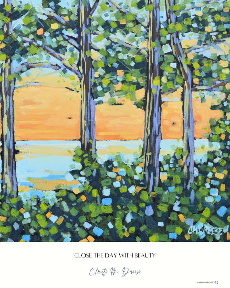 "Close The Day With Beauty" Sunset Print on Paper, Wood Panel - Wall Art Home Decor