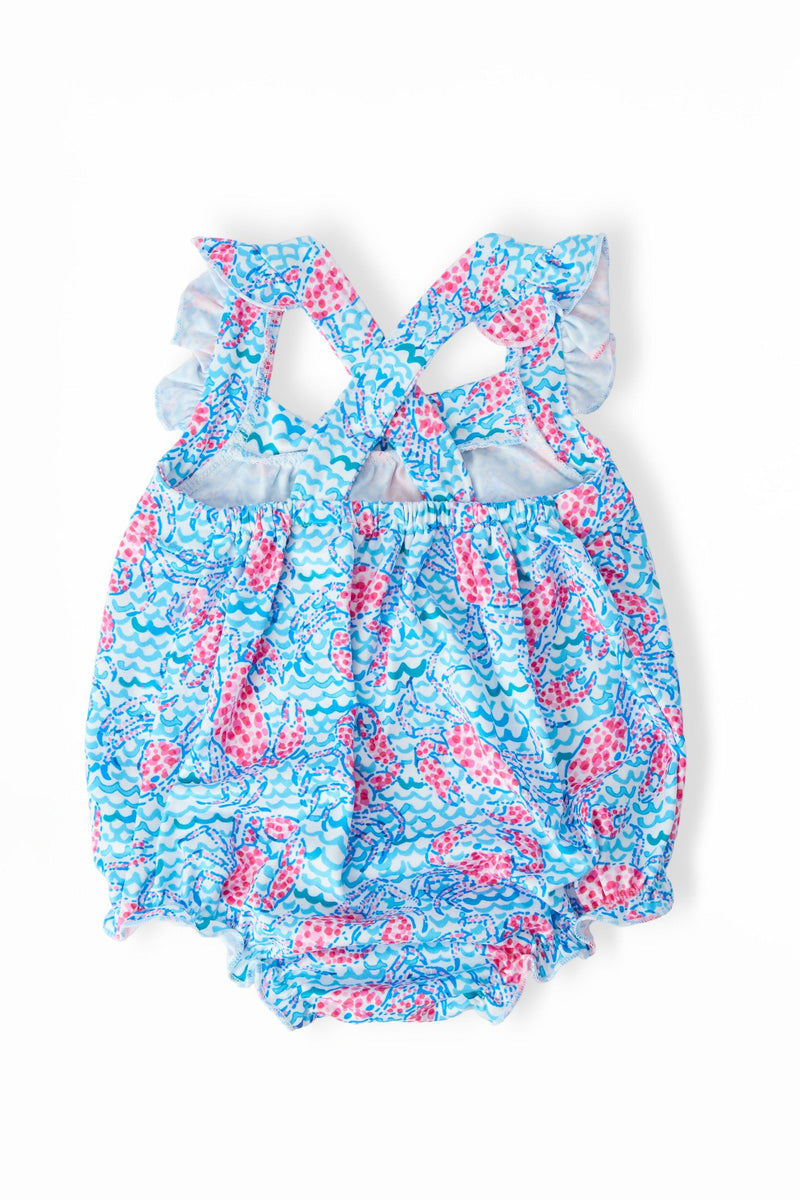 Crab Walk Ruffle Cross Back Romper