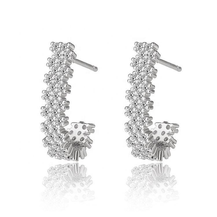 Cubic Zirconia J Hoop Earrings