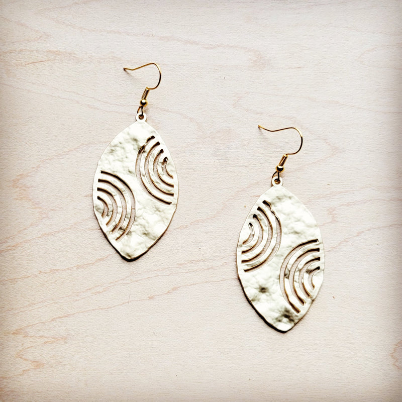 **Matte Gold Oval Filigree Drop Earrings 225L