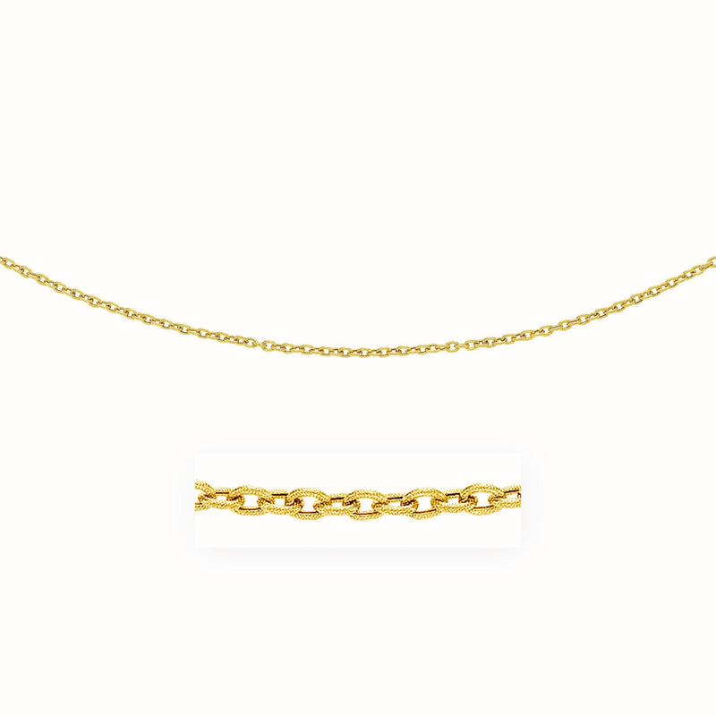 14k Yellow Gold Pendant Chain with Textured Links (3.3 mm)