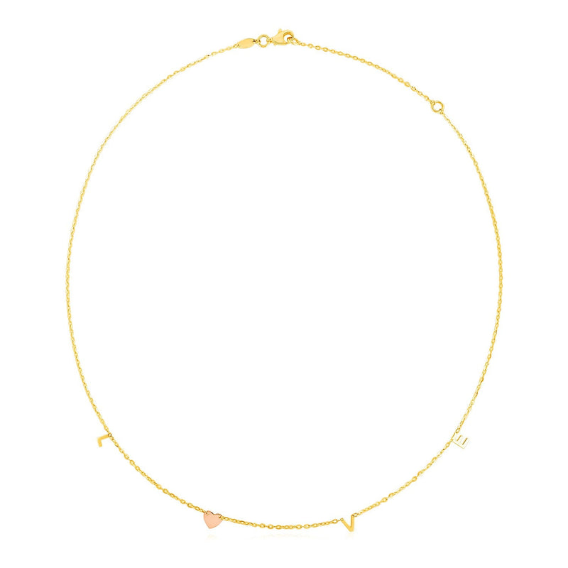14k Two Tone Gold Love Necklace