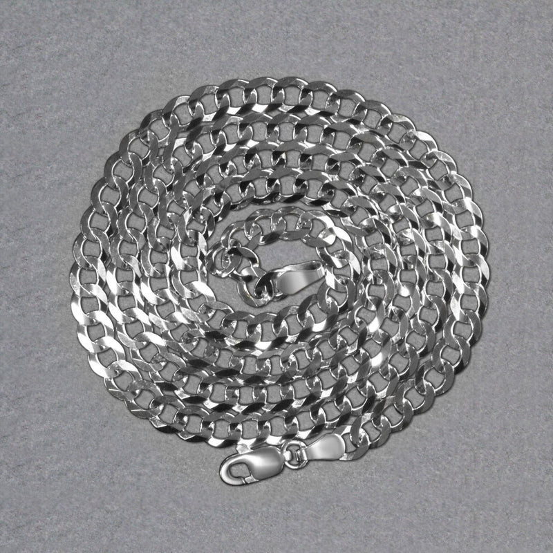 14k White Gold Solid Curb Chain (4.70 mm)