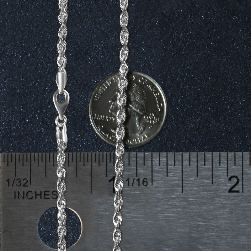 14k White Gold Solid Diamond Cut Rope Chain (3.00 mm)