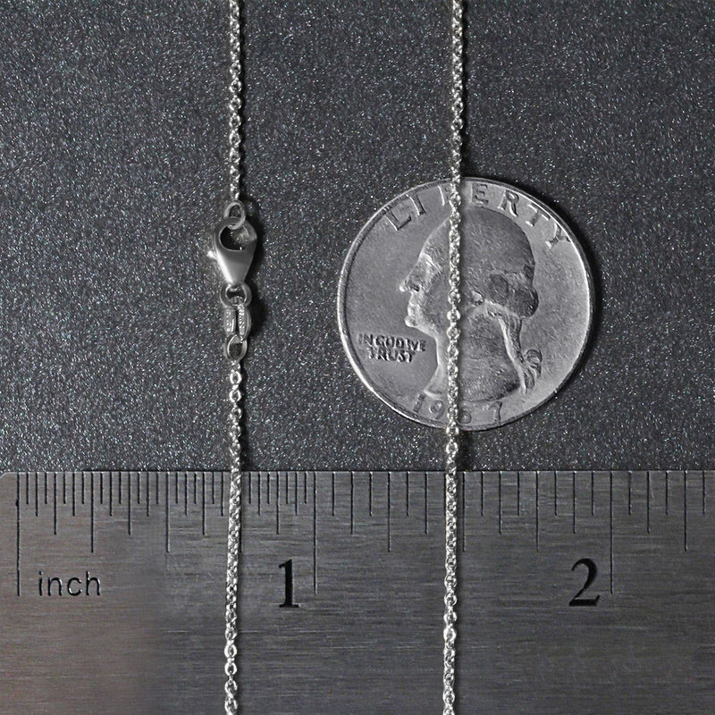 14k White Gold Round Cable Link Chain (1.20 mm)