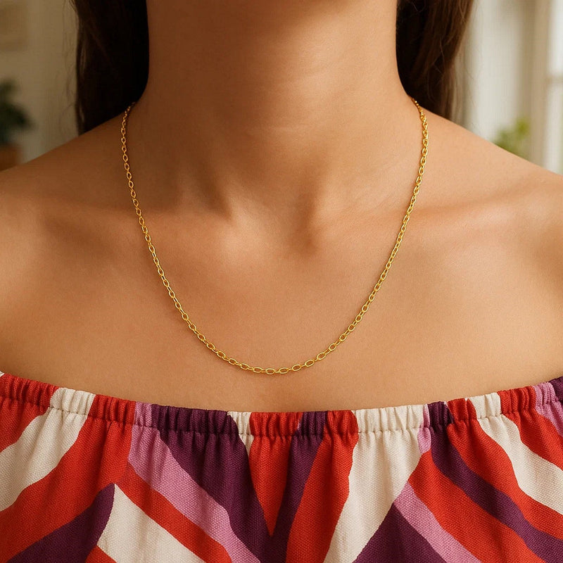 14k Yellow Gold Round Cable Link Chain (1.50 mm)