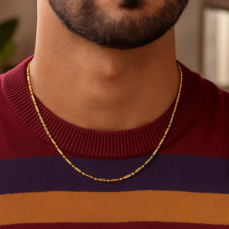14k Yellow Gold Diamond-Cut Alternating Bead Chain (1.30 mm)