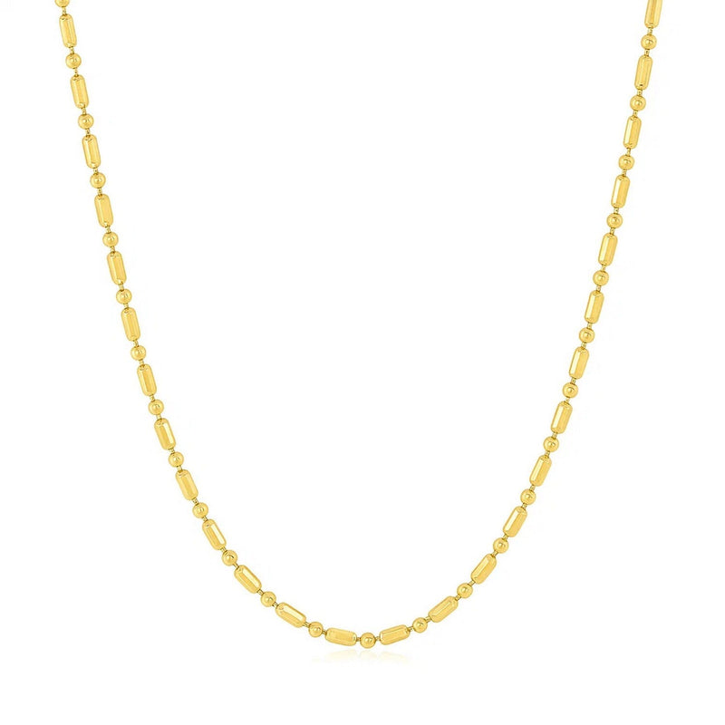 14k Yellow Gold Diamond-Cut Alternating Bead Chain (1.30 mm)