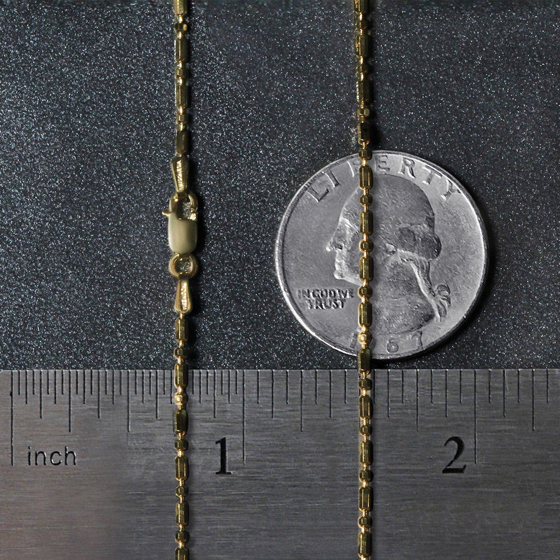 14k Yellow Gold Diamond-Cut Alternating Bead Chain (1.30 mm)