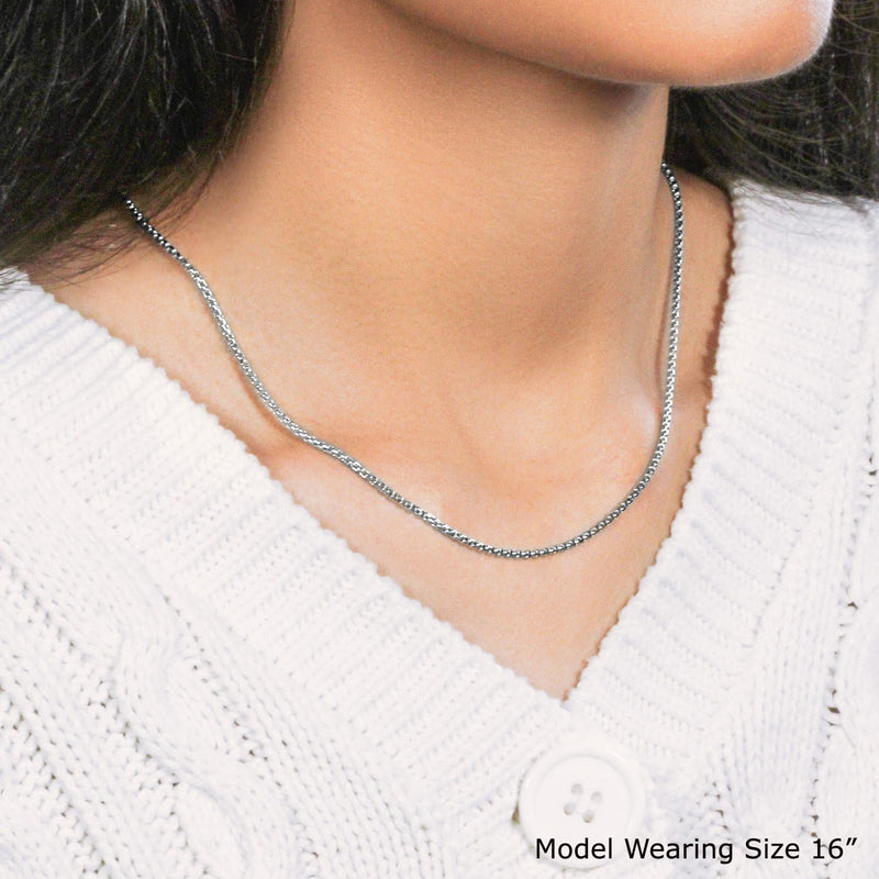 14k White Gold Round Box Chain (1.8 mm)