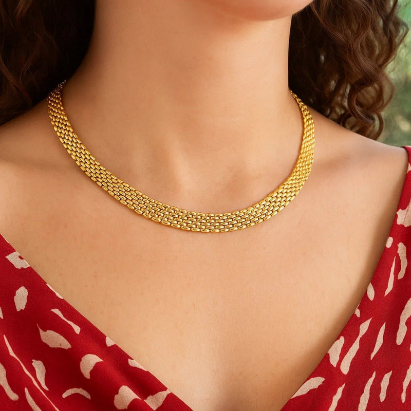 14k Yellow Gold Flexible Panther 9.0mm Line Necklace