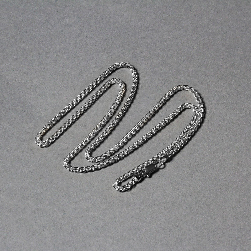 14k White Gold Round Wheat Chain (2.1 mm)