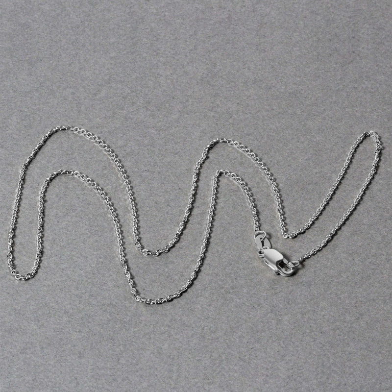 14k White Gold Diamond Cut Cable Link Chain (1.10 mm)