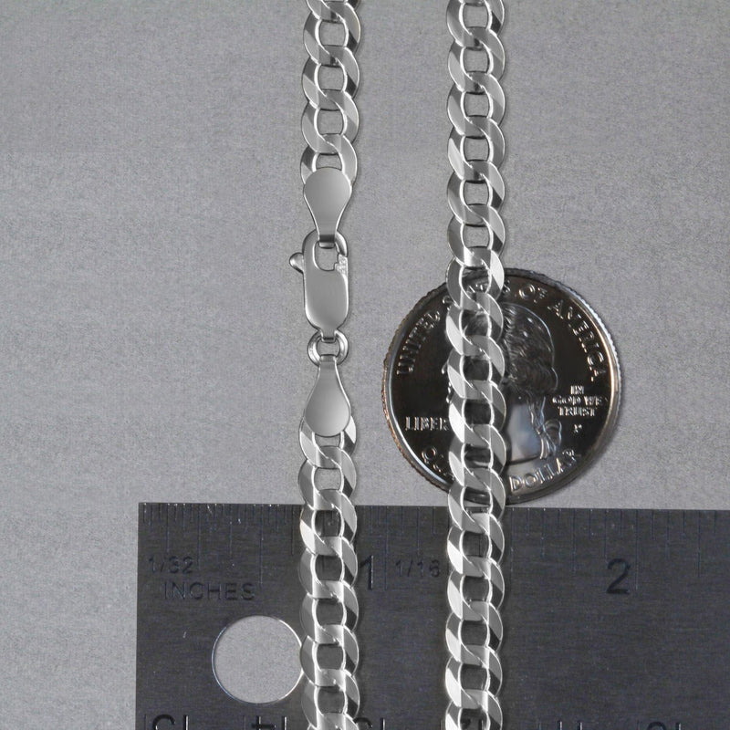 14k White Gold Solid Curb Chain (5.70 mm)