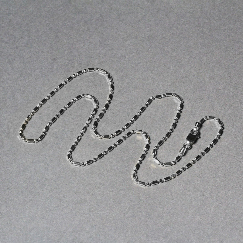 14k White Gold Diamond-Cut Alternating Bead Chain (1.30 mm)