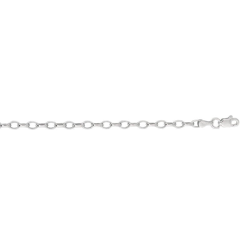 3.2mm 14k White Gold Oval Rolo Chain (3.20 mm)
