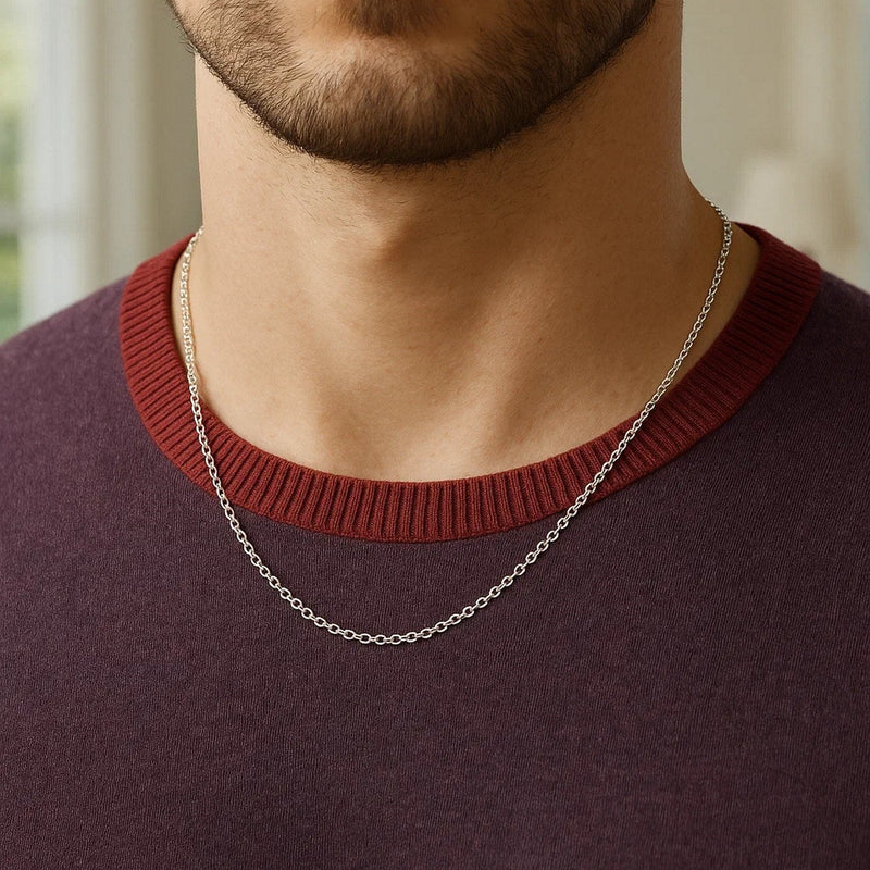14k White Gold Round Cable Link Chain (1.50 mm)