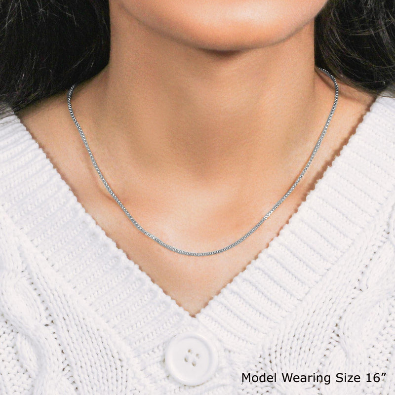 14k White Gold Round Box Chain (1.3 mm)