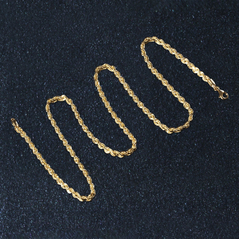 10k Yellow Gold Solid Diamond Cut Rope Chain (3.00 mm)