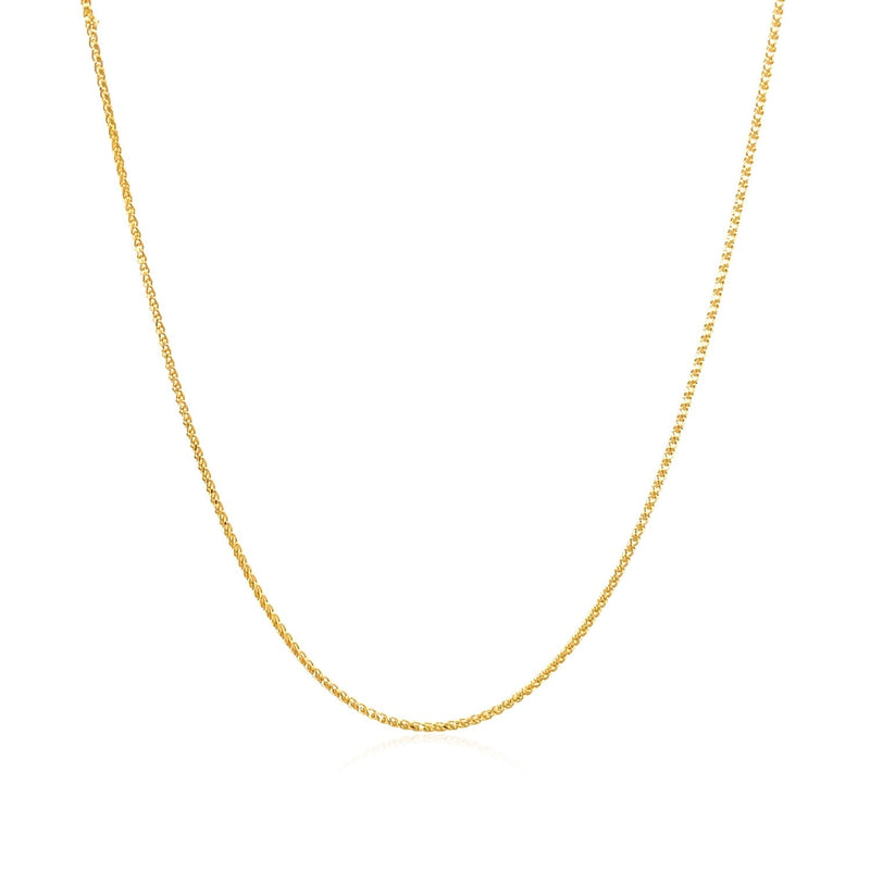 14k Yellow Gold Diamond Cut Round Wheat Chain (0.60 mm)