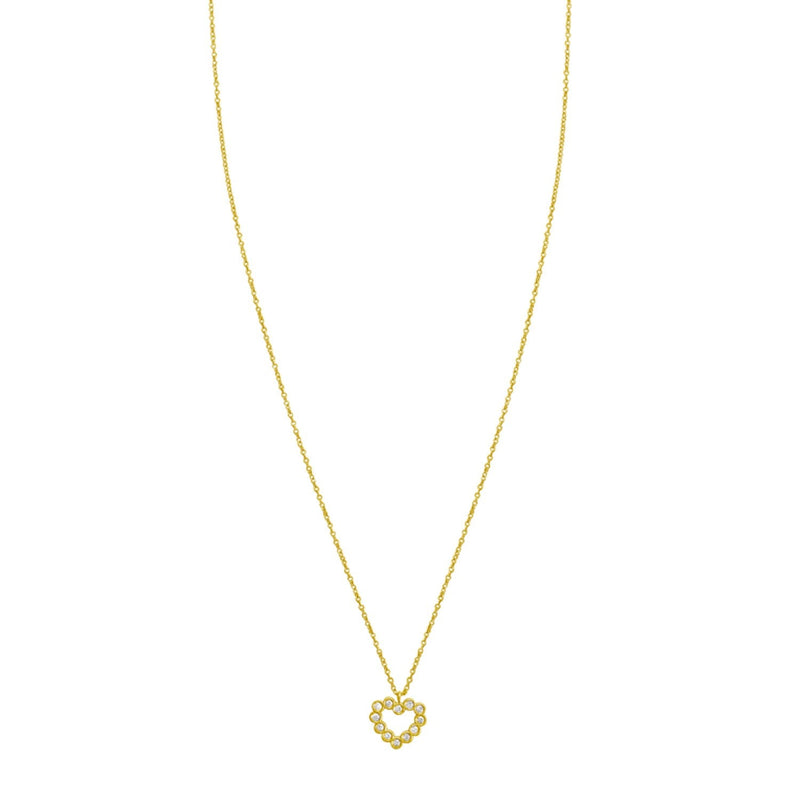14K Yellow Gold Petite Diamond Heart Necklace