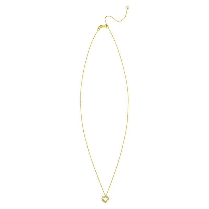 14K Yellow Gold Petite Diamond Heart Necklace