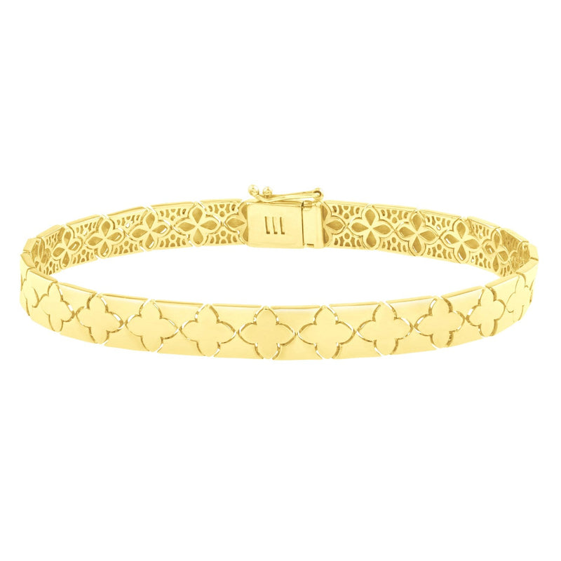 Nature Inspired Clover Bracelet in 14K Yellow Gold  (6.50 mm)