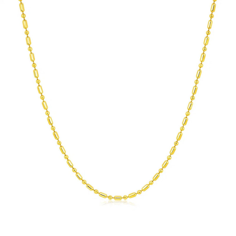 14k Yellow Gold Diamond-Cut Alternating Bead Chain (1.10 mm)