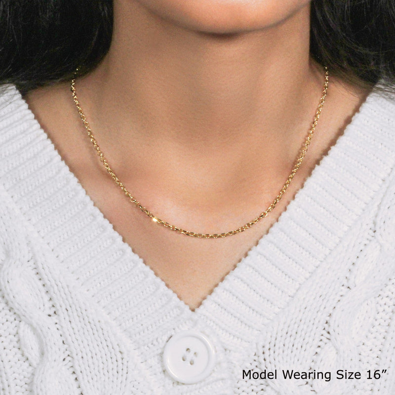 14k Yellow Gold Diamond Cut Cable Link Chain (2.20 mm)