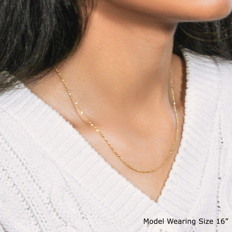 14k Yellow Gold Diamond Cut Cable Link Chain (1.10 mm)
