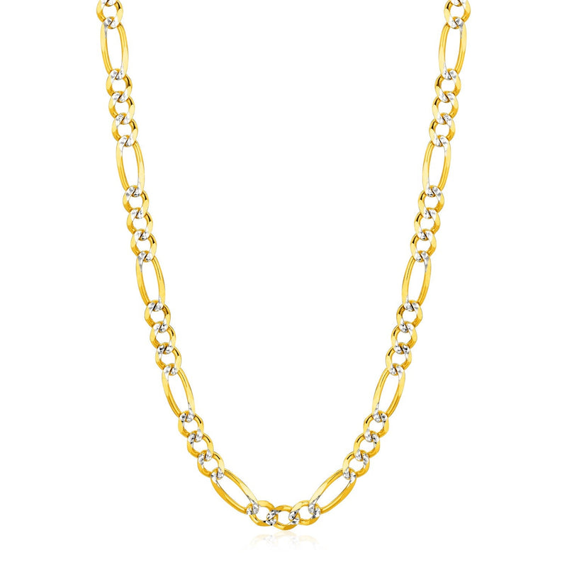 14K Yellow Gold Solid Pave Figaro Chain (5.90 mm)