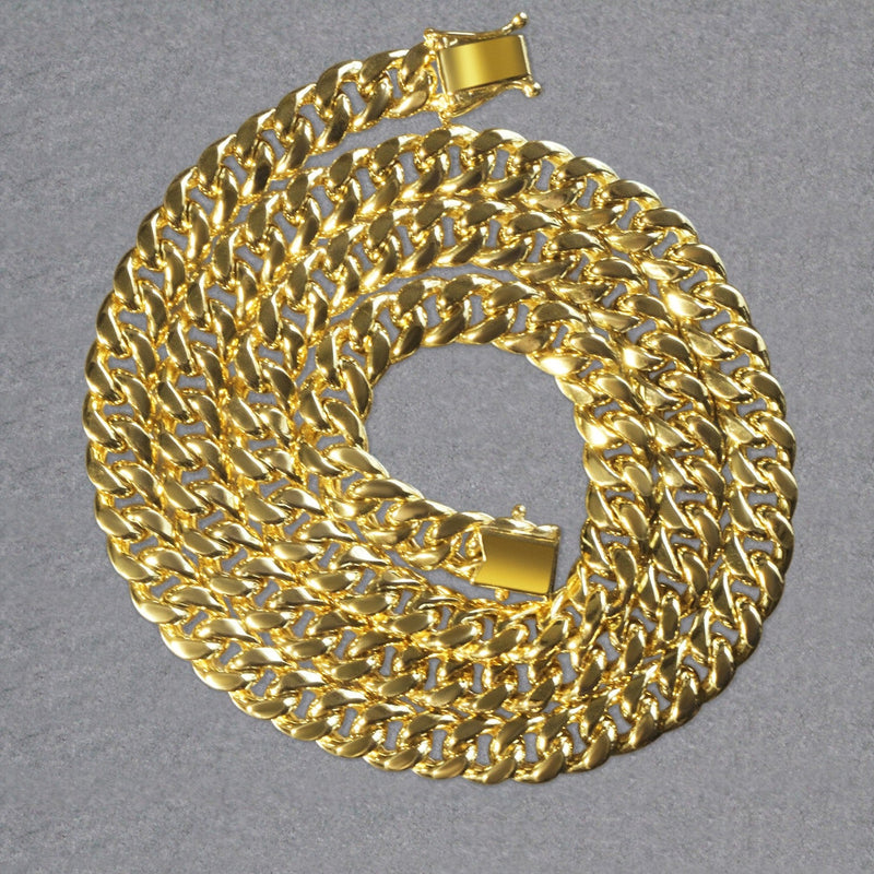 7.25mm 10k Yellow Gold Semi Solid Miami Cuban Chain