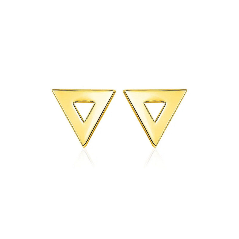 14k Yellow Gold Polished Open Triangle Post Earrings