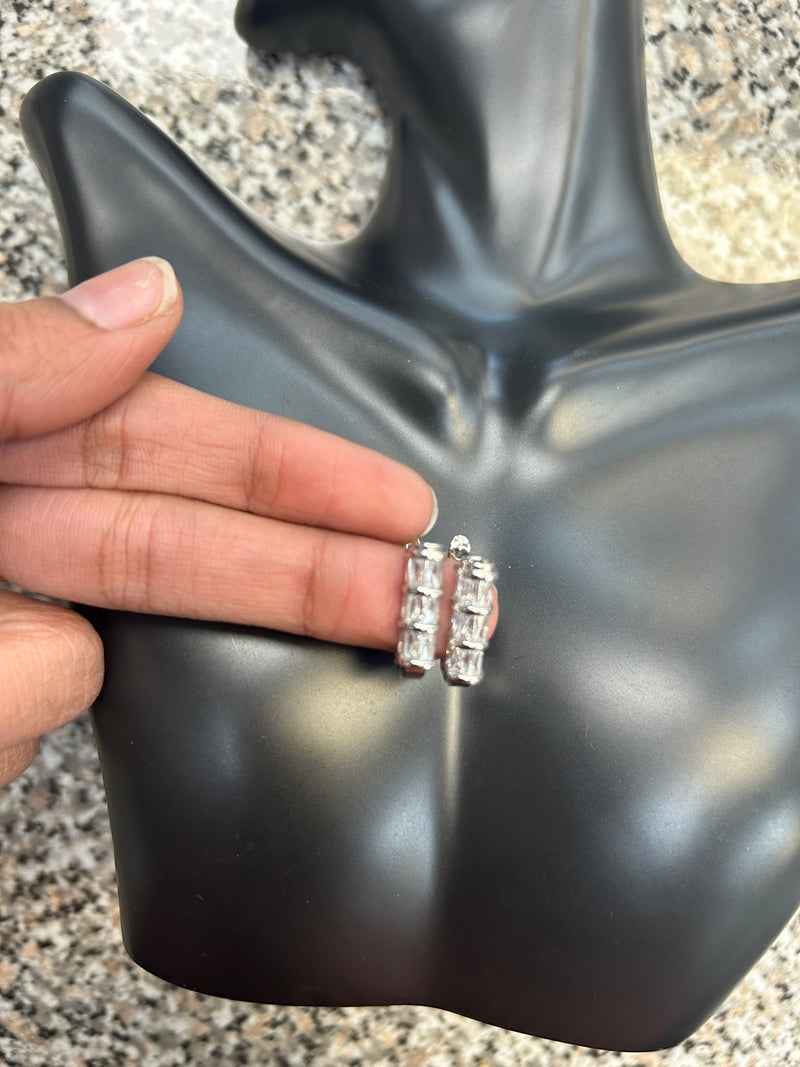 Silver CZ hoops